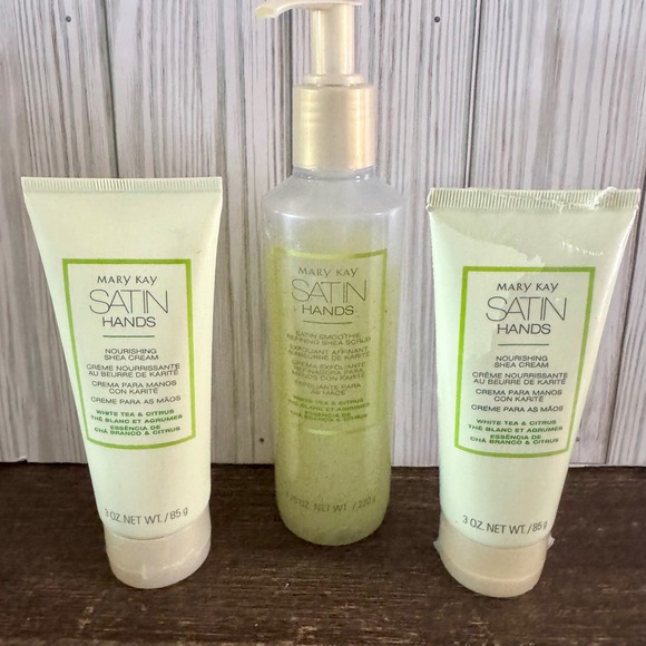 Mary Kay Other - Mary Kay Satin Hands White Tea & Citrus Shea Scrub and 2 Hand Creams Set New